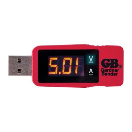 Gardner Bender 3900867 5 In. LCD USB Tester; Red